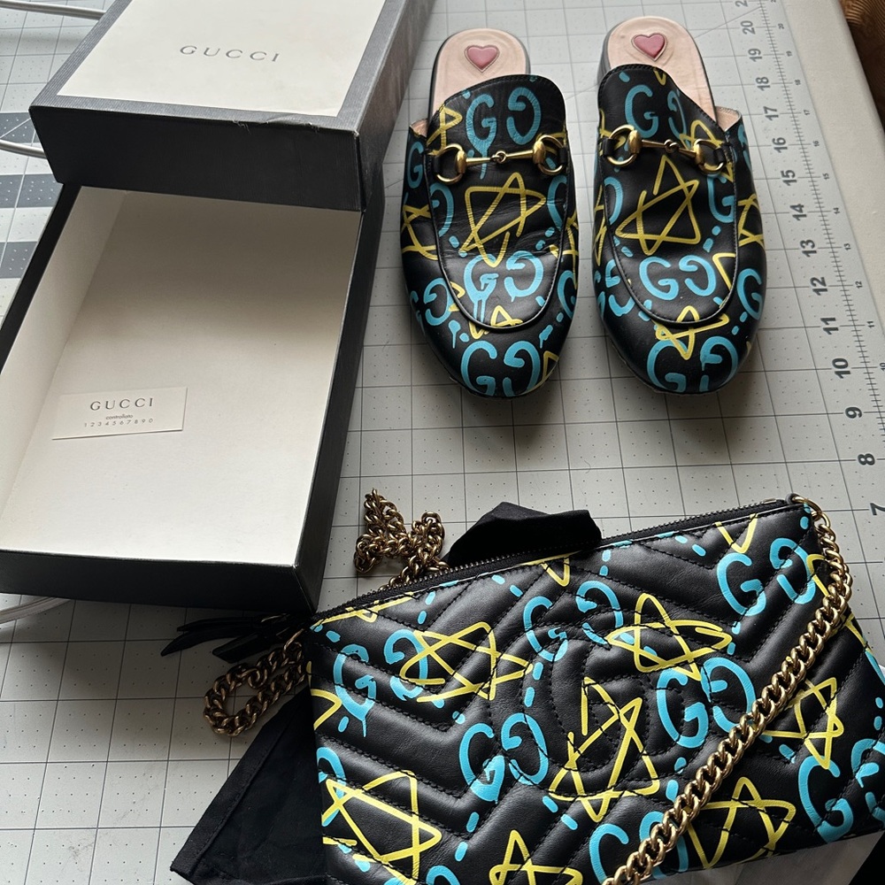 Bundle of gucci loafers and mini bag